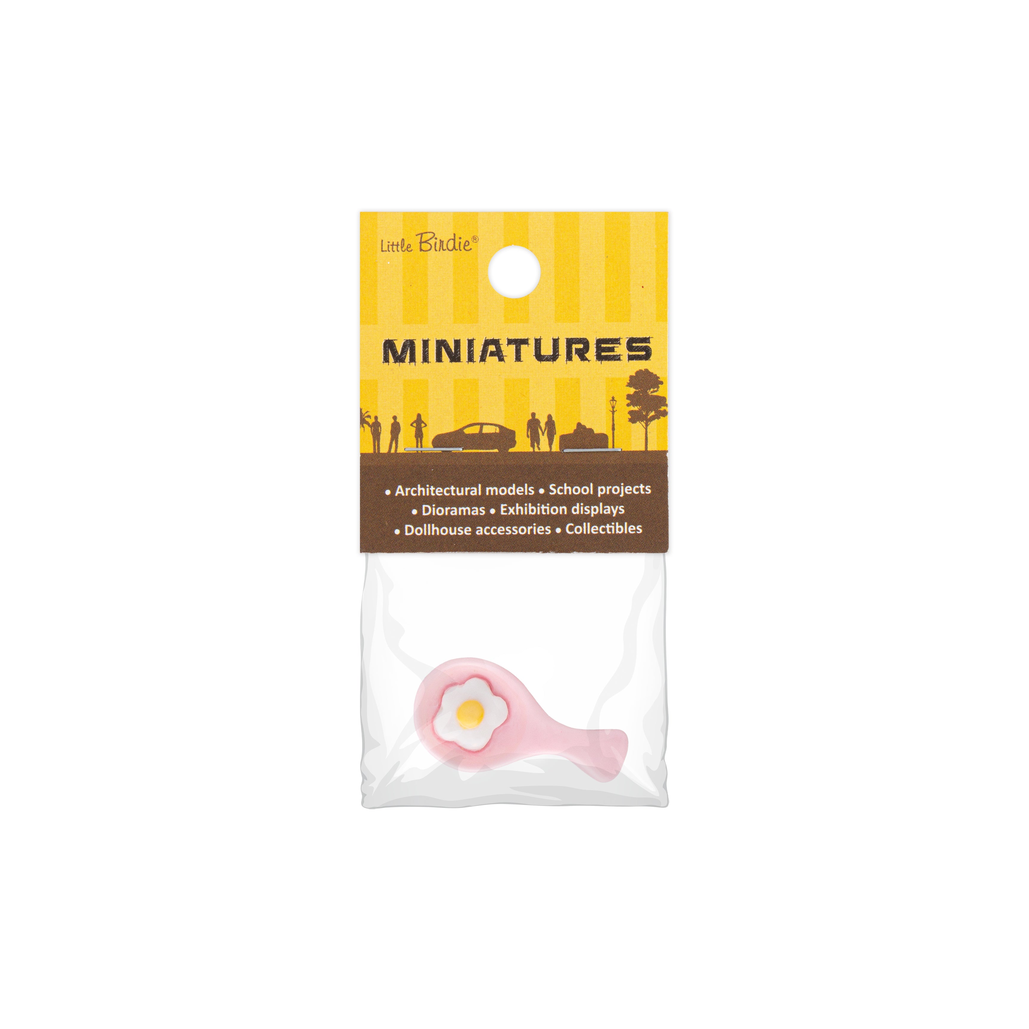 Resin Miniature Poached Egg on Ladle 1pc