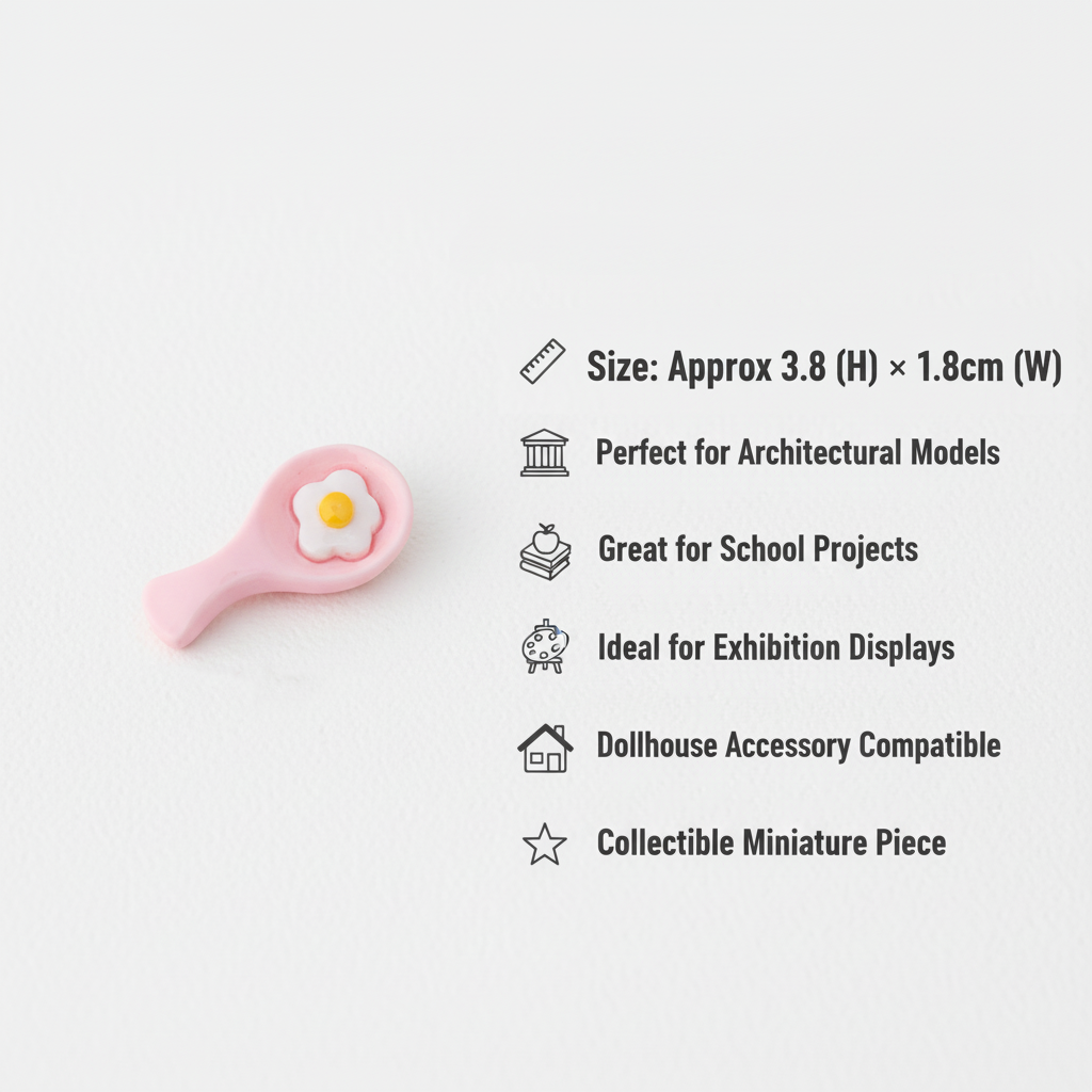 Resin Miniature Poached Egg on Ladle 1pc