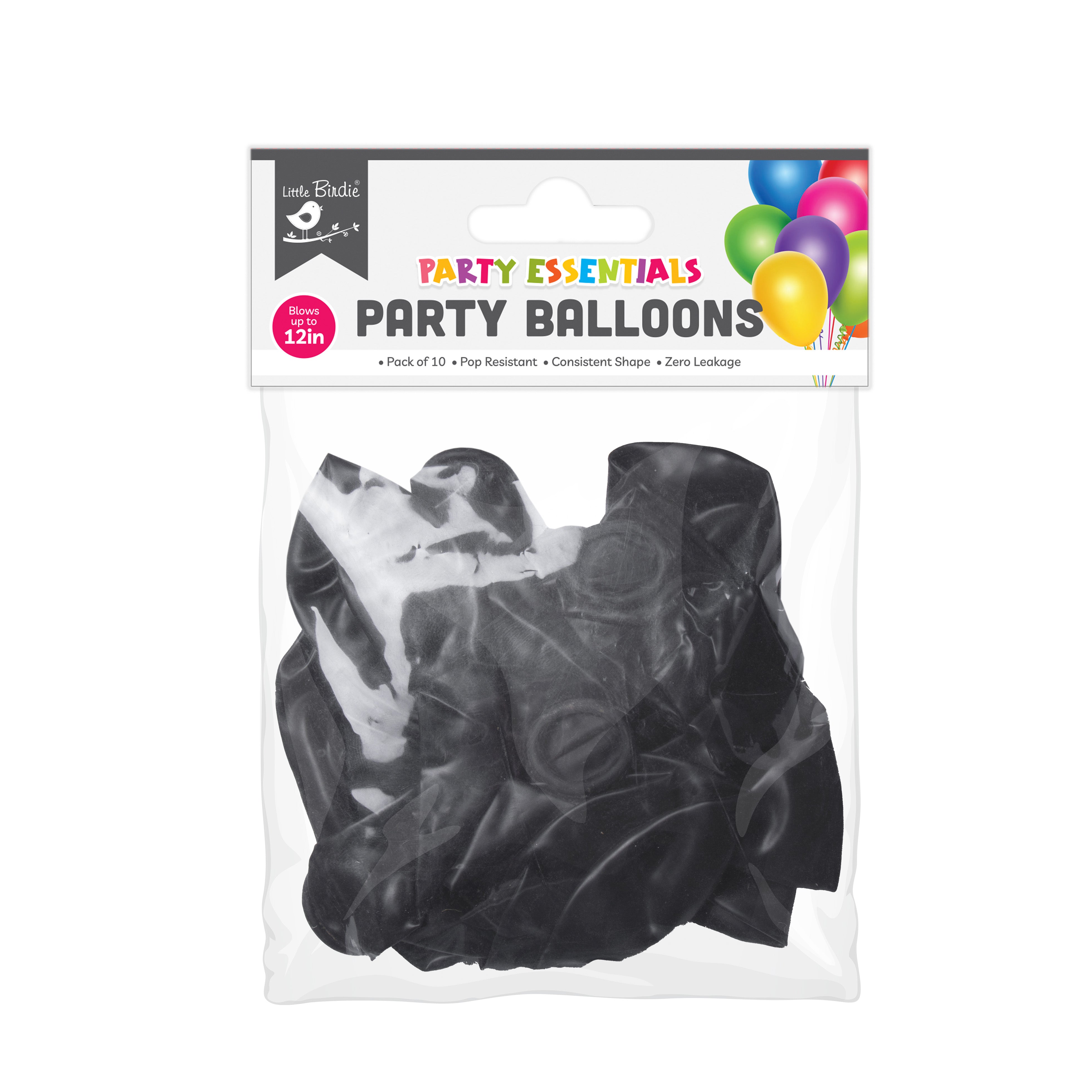 Metallic Balloons - Black (12'' inflated, Pack of 6)