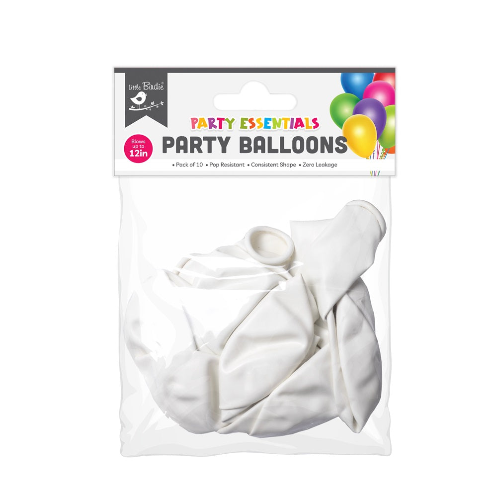 Party Balloons 12`` when inflated White 10Pcs