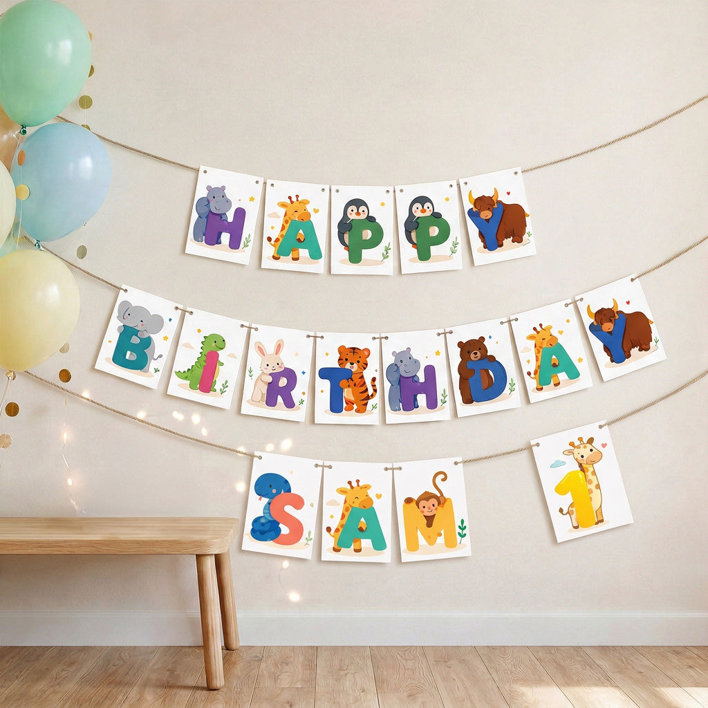 Make Your Own Banner Animal Fun Number 4 Size 7 x 5.16inch 1pc IB