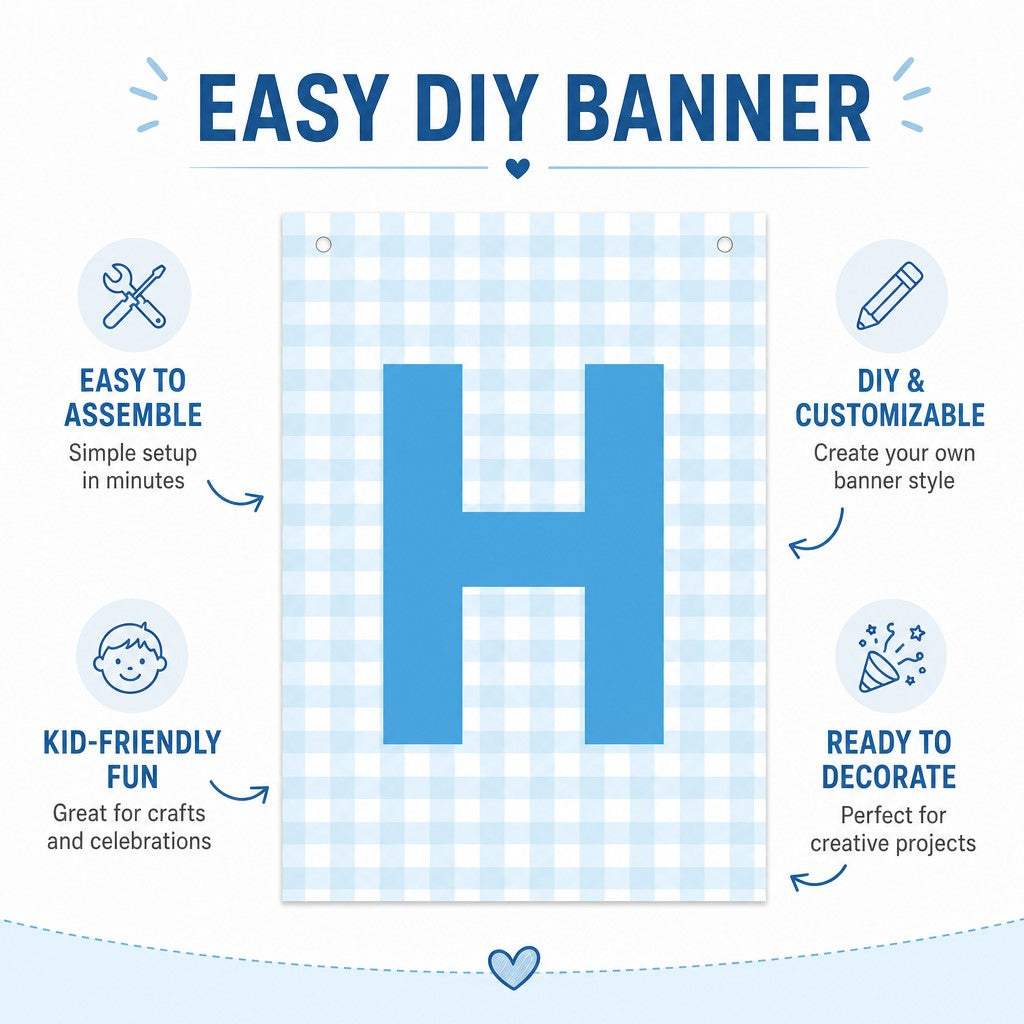 Make Your Own Banner Aqua Alphabet H size 7 x 5.16inch 1pc IB