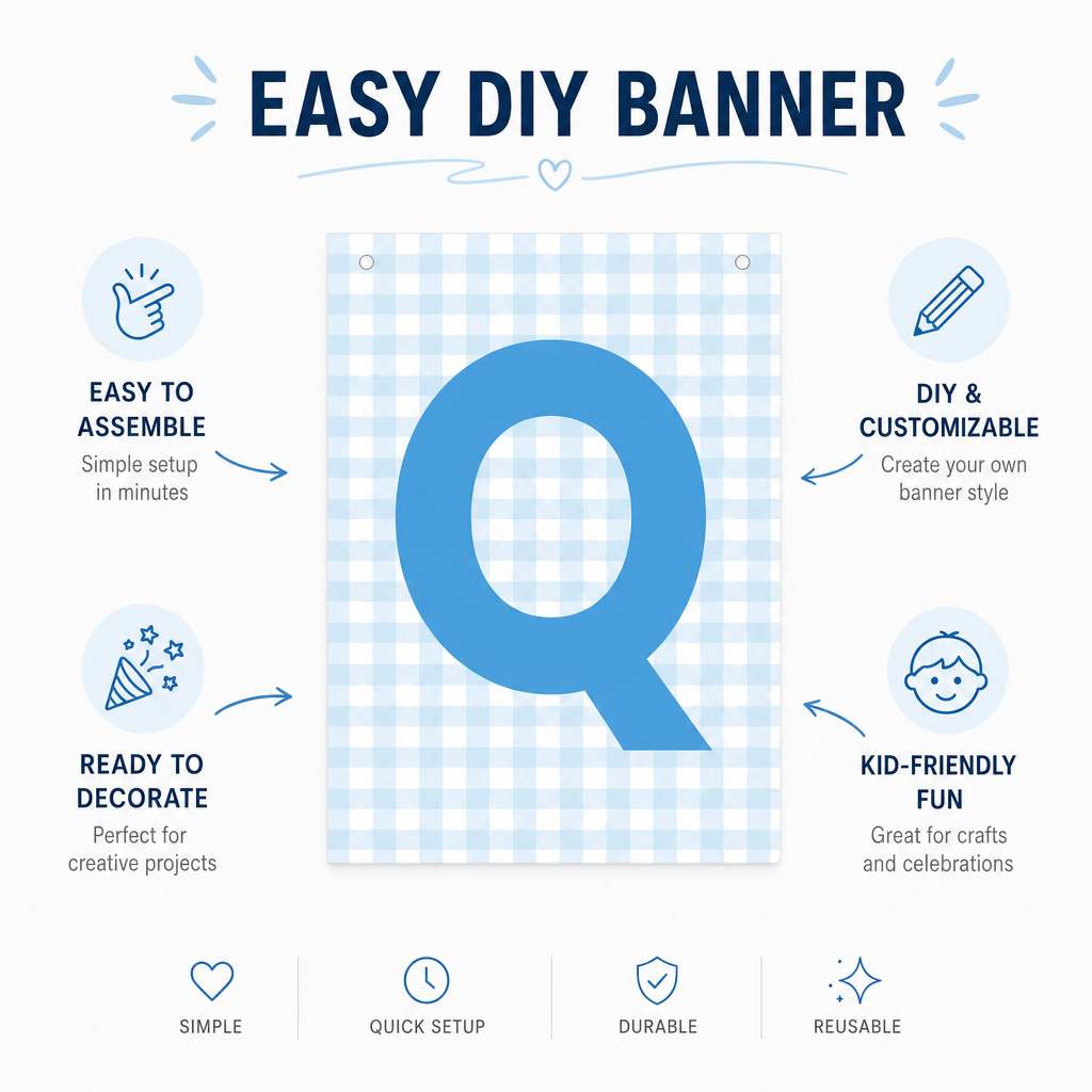 Make Your Own Banner Aqua Alphabet Q size 7 x 5.16inch 1pc IB