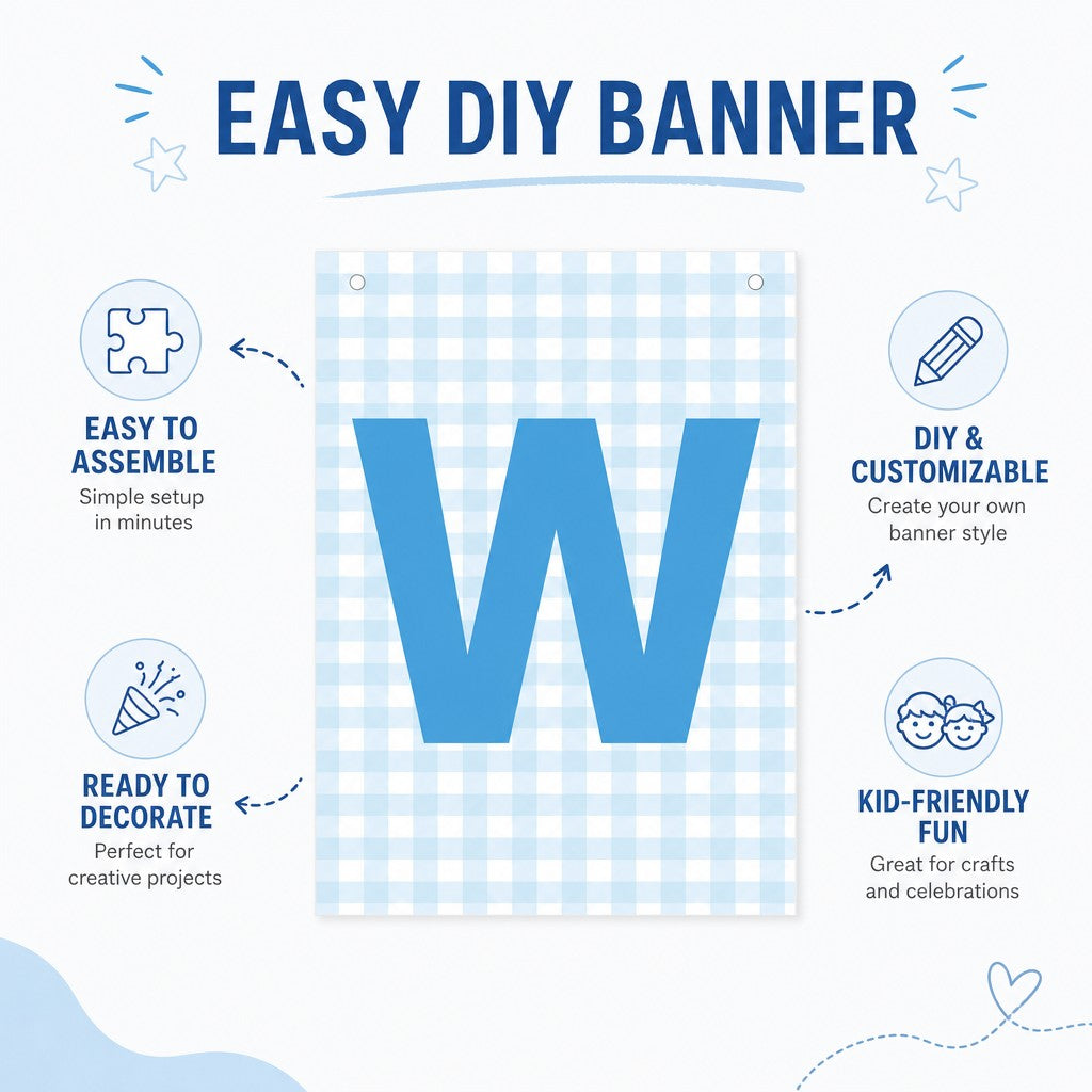 Make Your Own Banner Aqua Alphabet W size 7 x 5.16inch 1pc IB