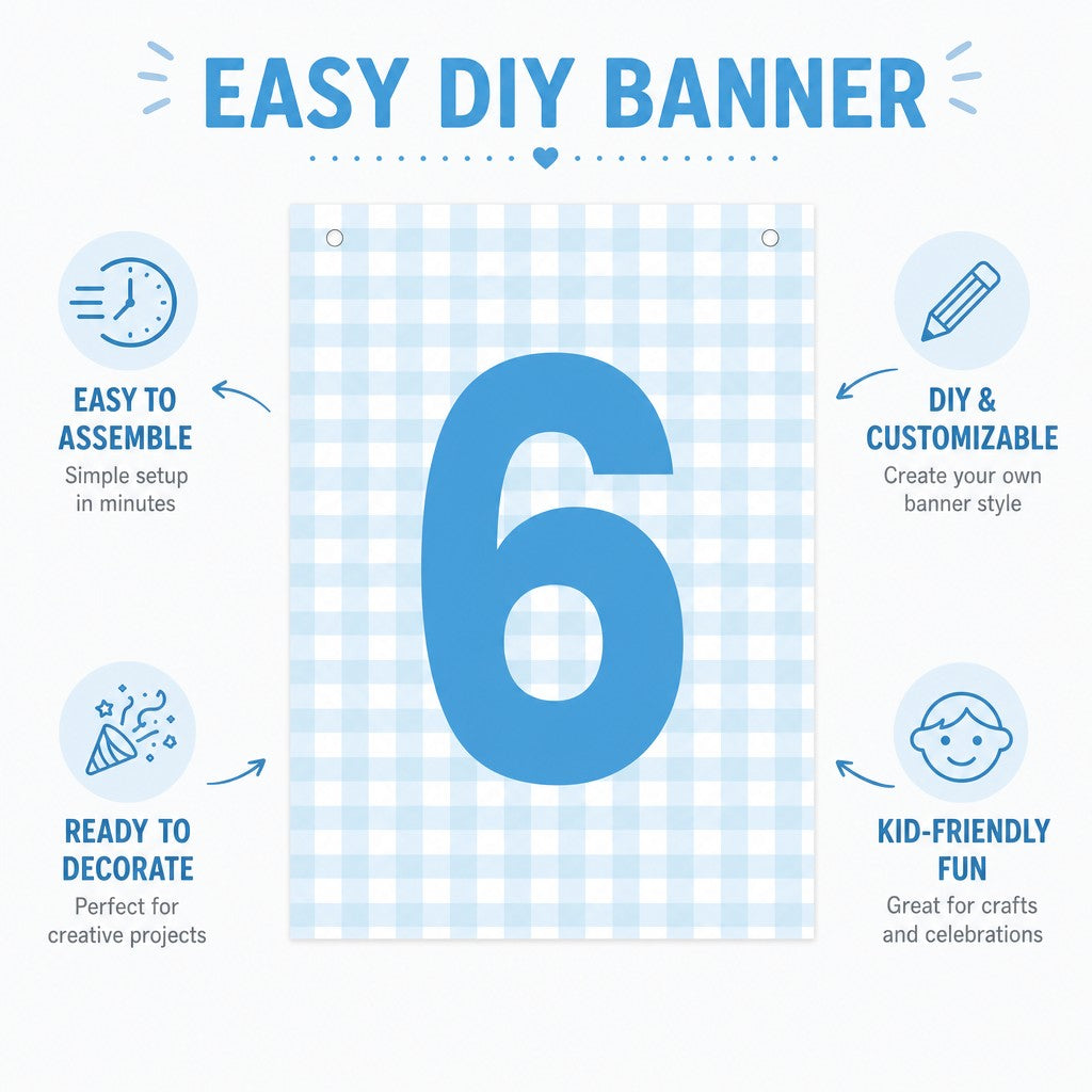 Make Your Own Banner Aqua Number 6 size 7 x 5.16inch 1pc IB