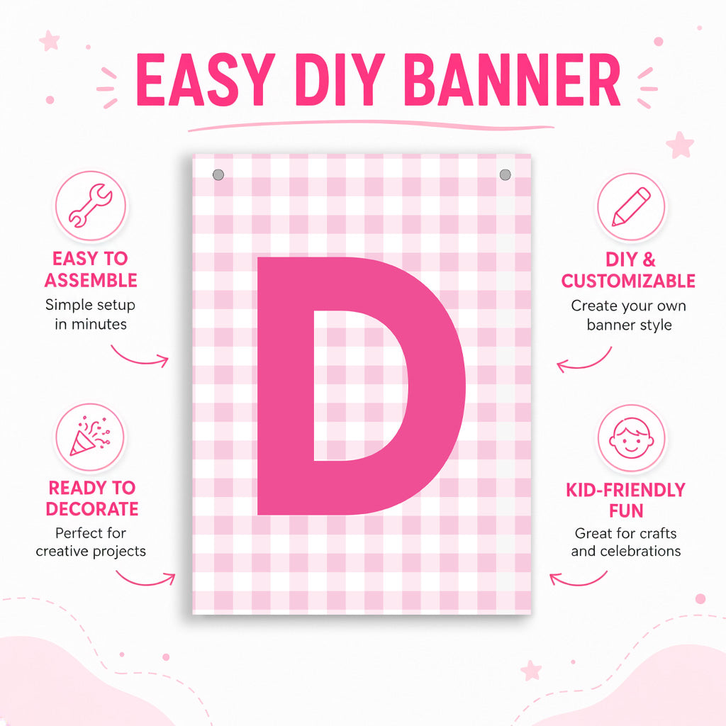 Make Your Own Banner Pink Alphabet D 7 x 5.16inch 1pc IB