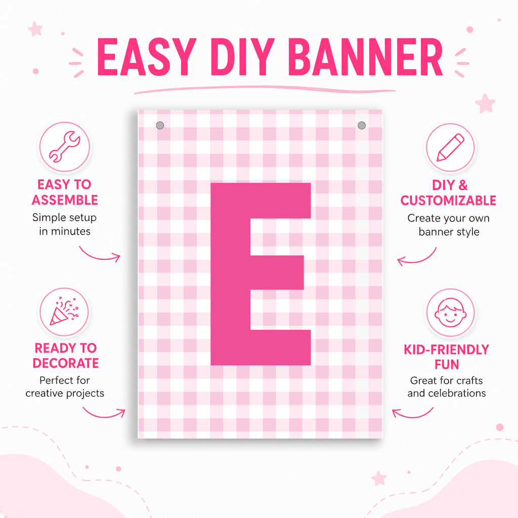 Make Your Own Banner Pink Alphabet E 7 x 5.16inch 1pc IB