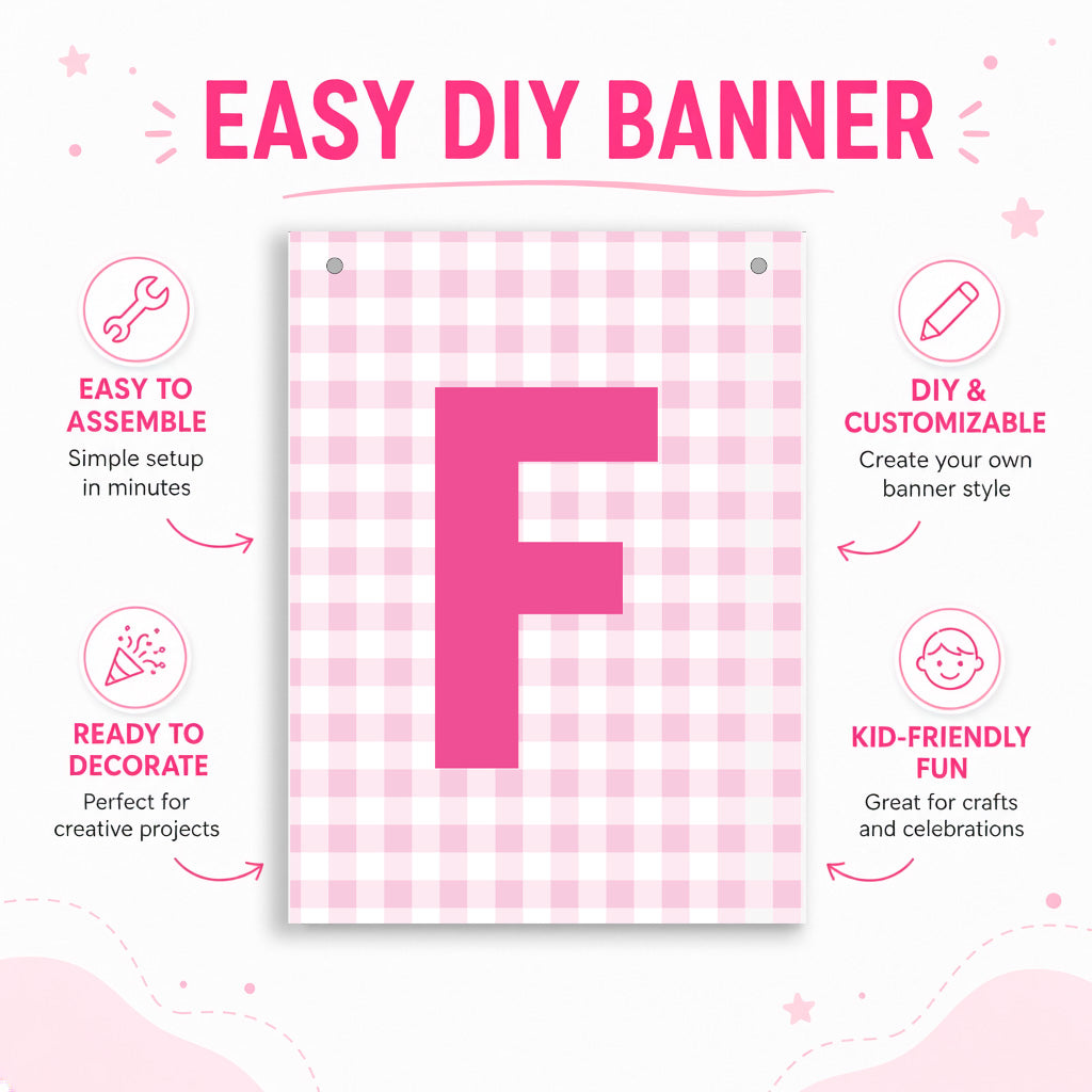 Make Your Own Banner Pink Alphabet F size 7 x 5.16inch 1pc IB