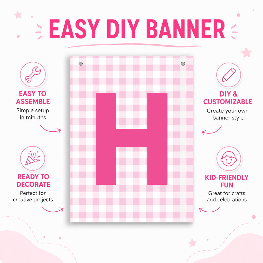 Make Your Own Banner Pink Alphabet H 7 x 5.16inch 1pc IB