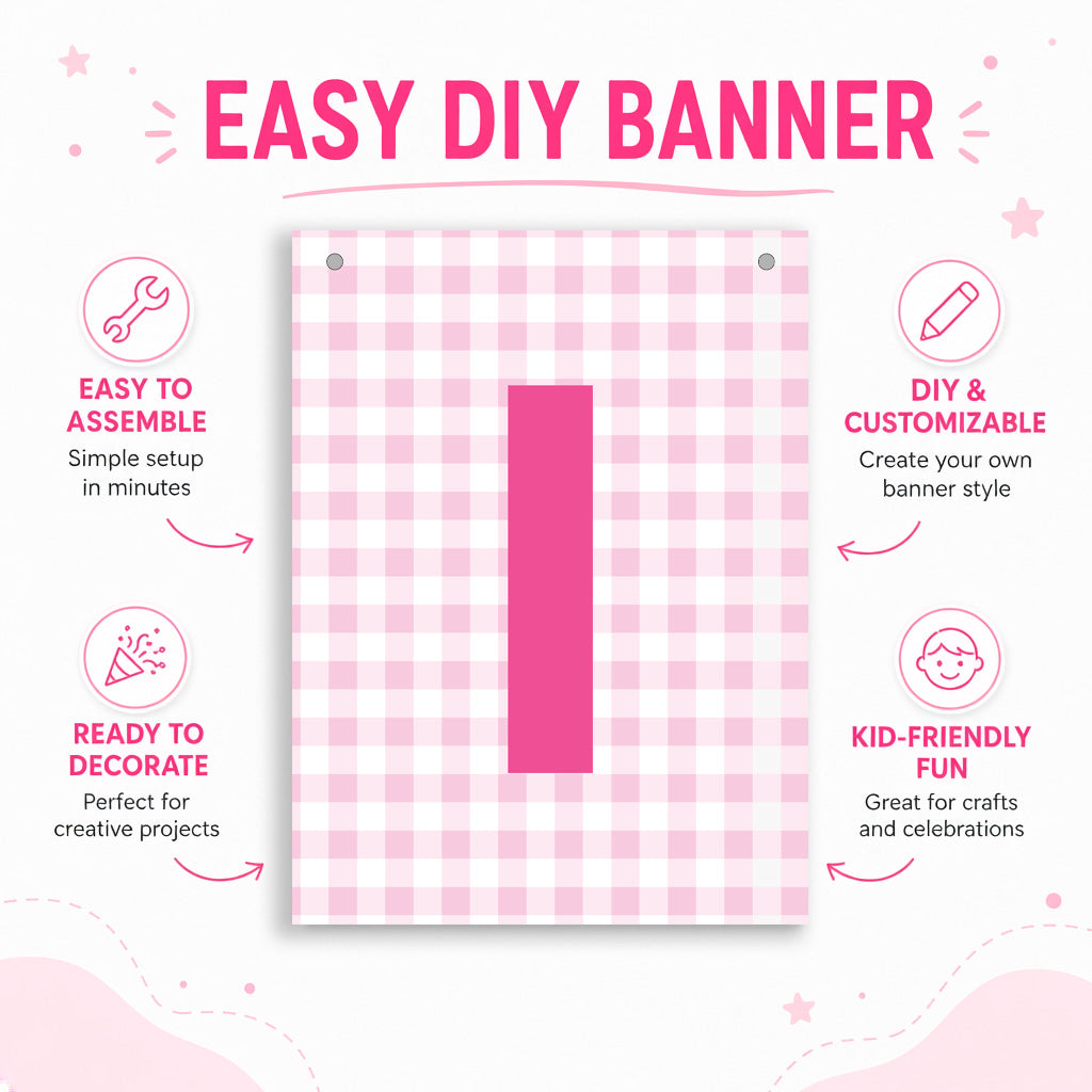 Make Your Own Banner Pink Alphabet I size 7 x 5.16inch 1pc IB