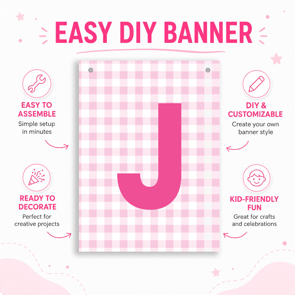 Make Your Own Banner Pink Alphabet J 7 x 5.16inch 1pc IB