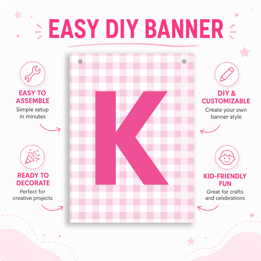 Make Your Own Banner Pink Alphabet K size 7 x 5.16inch 1pc IB