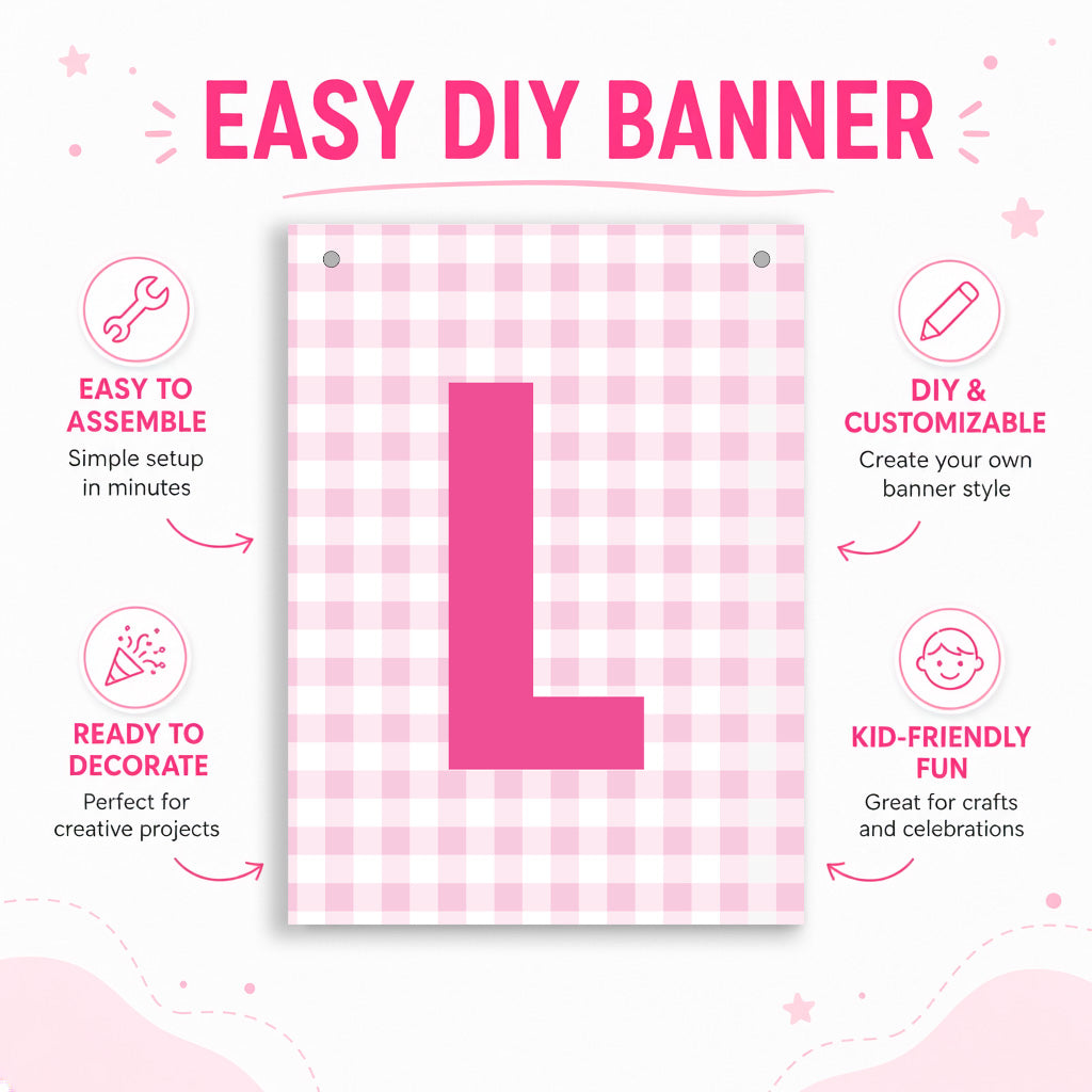 Make Your Own Banner Pink Alphabet L size 7 x 5.16inch 1pc IB