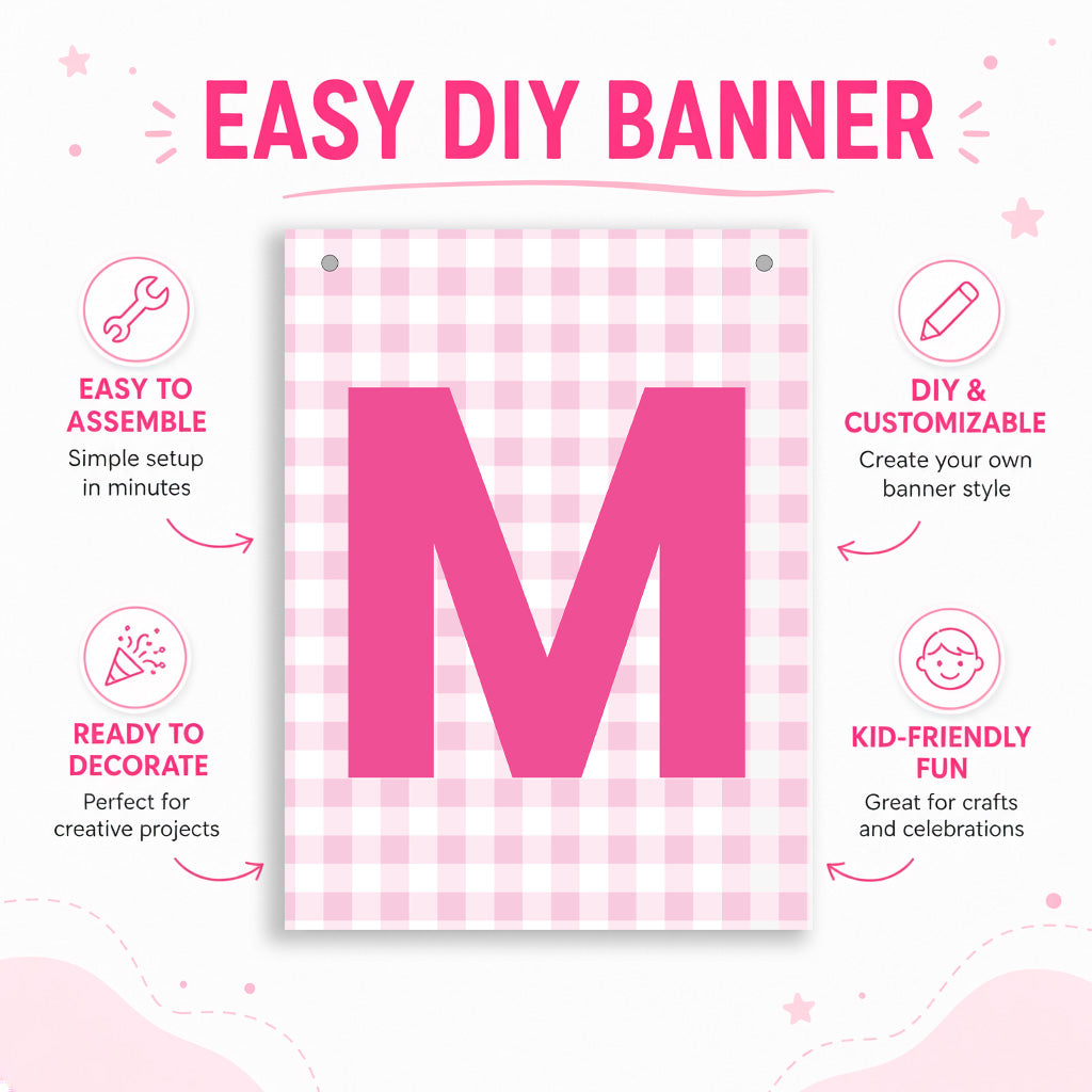 Make Your Own Banner Pink Alphabet M 7 x 5.16inch 1pc IB