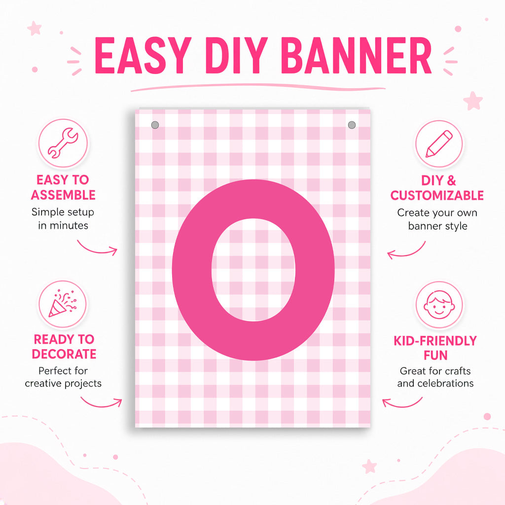 Make Your Own Banner Pink Alphabet O size 7 x 5.16inch 1pc IB