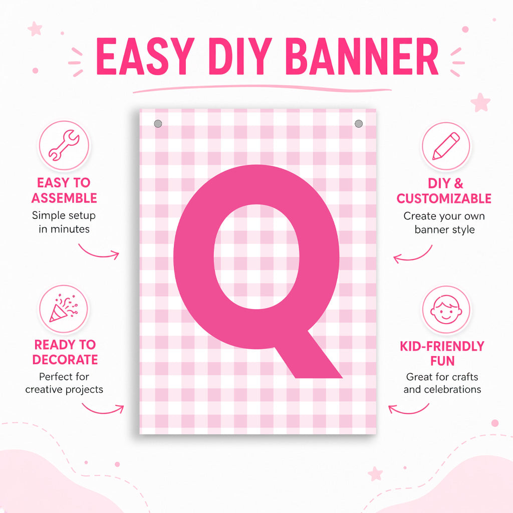 Make Your Own Banner Pink Alphabet Q 7 x 5.16inch 1pc IB