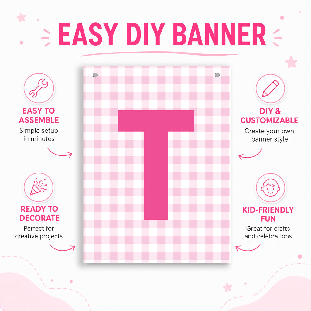 Make Your Own Banner Pink Alphabet T 7 x 5.16inch 1pc IB