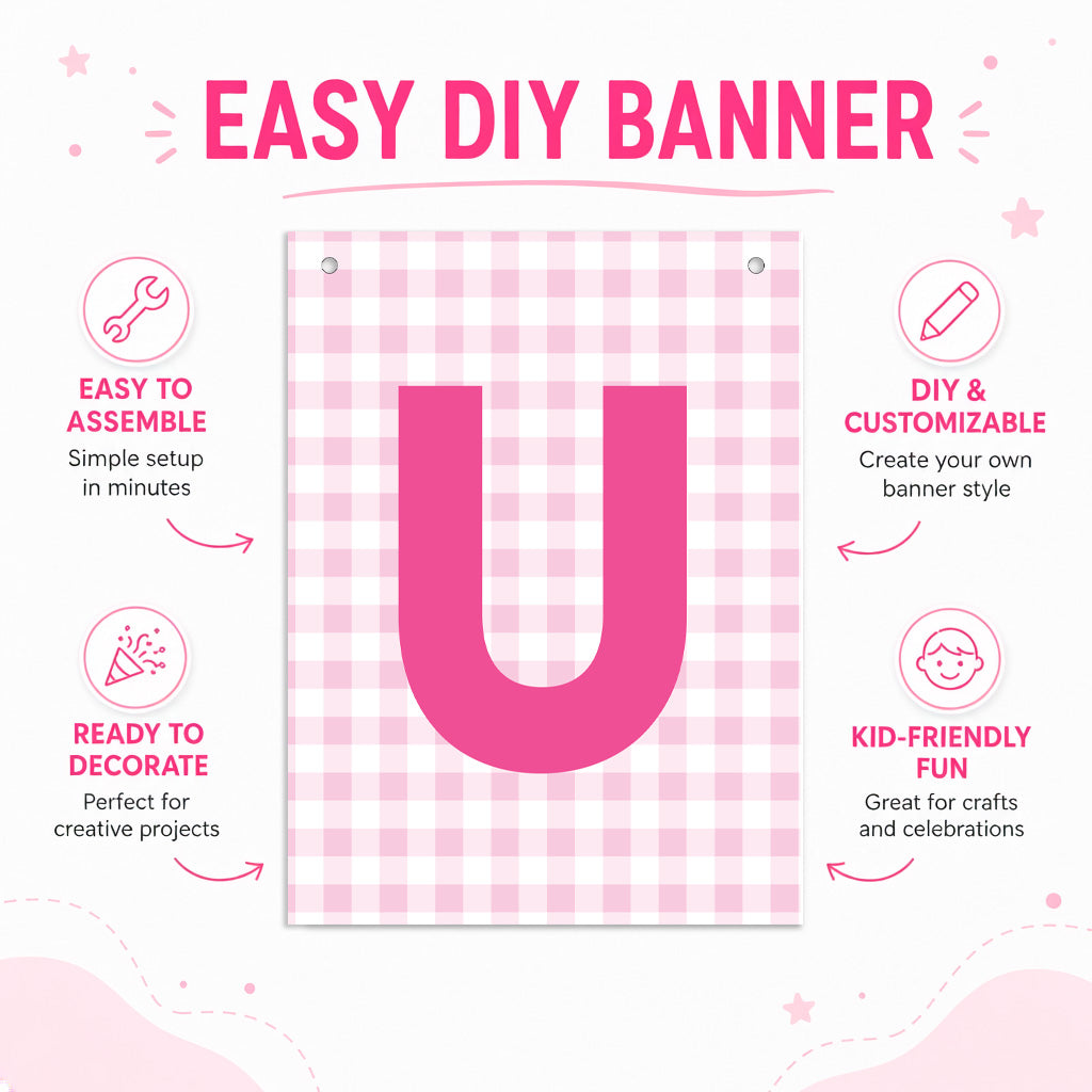 Make Your Own Banner Pink Alphabet U size 7 x 5.16inch 1pc IB