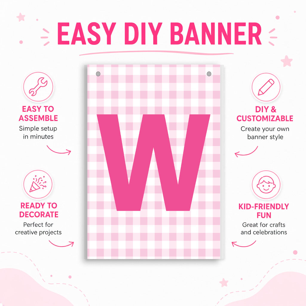 Make Your Own Banner Pink Alphabet W size 7 x 5.16inch 1pc IB