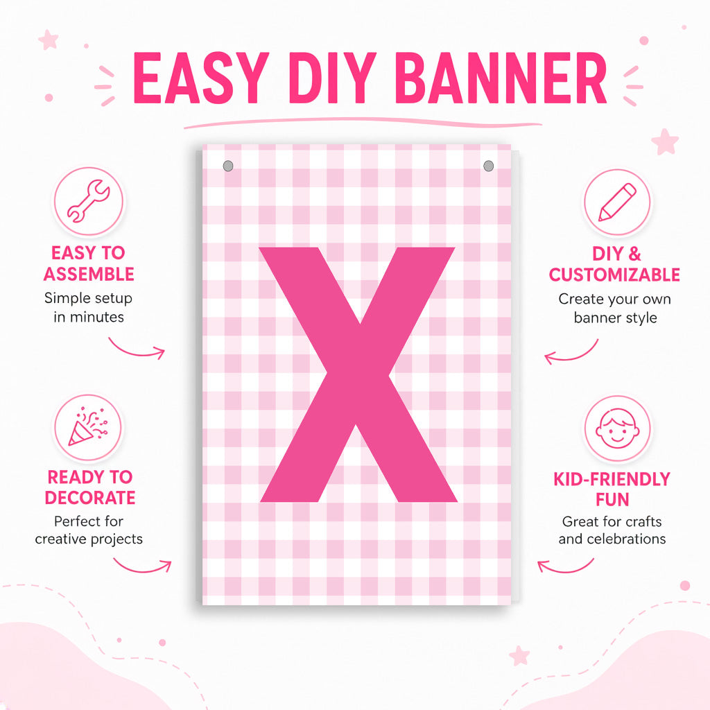 Make Your Own Banner Pink Alphabet X size 7 x 5.16inch 1pc IB