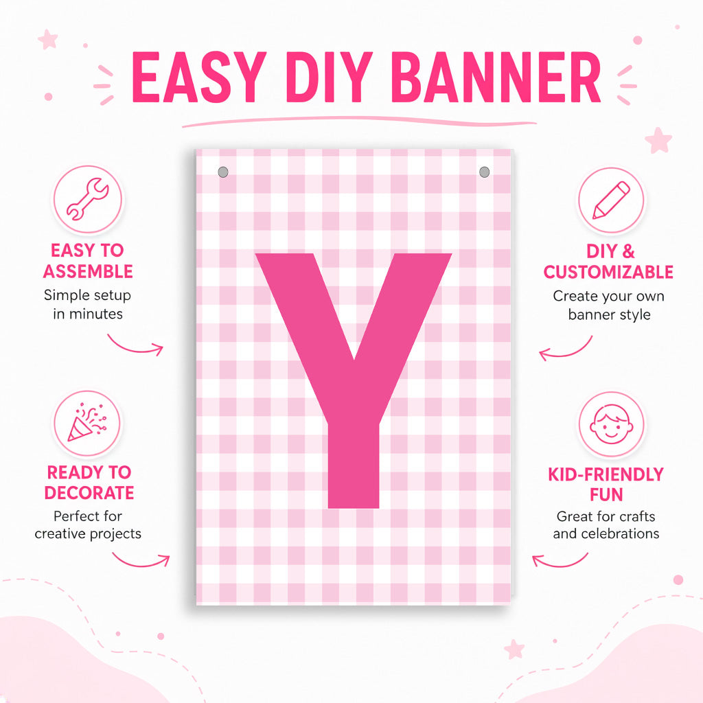 Make Your Own Banner Pink Alphabet Y size 7 x 5.16inch 1pc IB