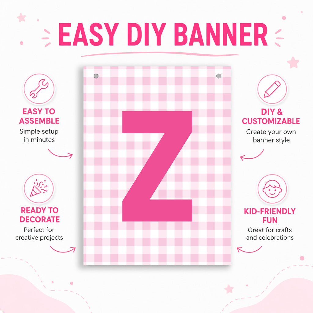 Make Your Own Banner Pink Alphabet Z 7 x 5.16inch 1pc IB