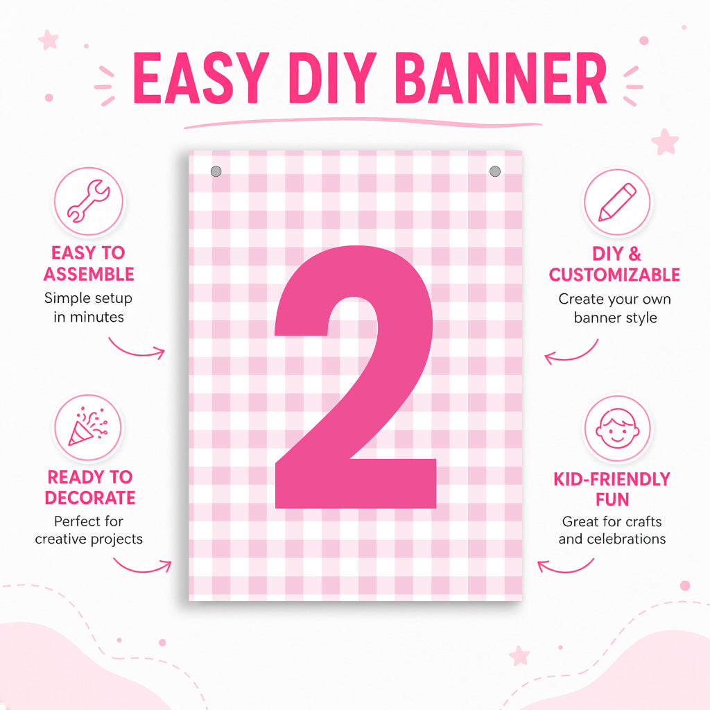 Make Your Own Banner Pink Number 2 size 7 x 5.16inch 1pc IB