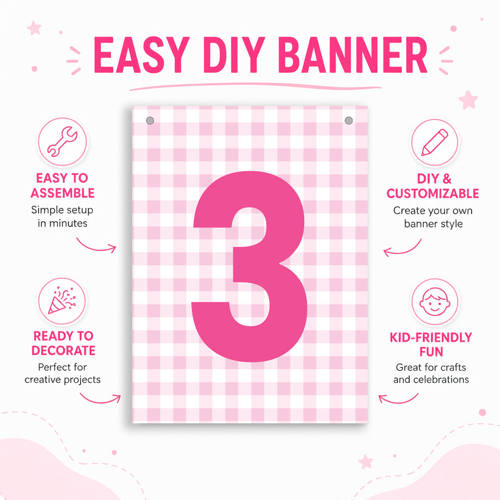 Make Your Own Banner Pink Number 3 size 7 x 5.16inch 1pc IB