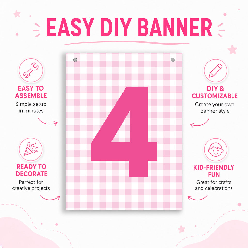 Make Your Own Banner Pink Number 4 size 7 x 5.16inch 1pc IB
