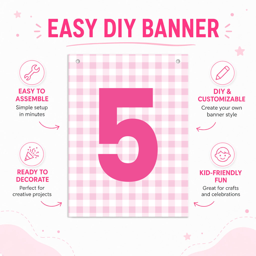 Make Your Own Banner Pink Number 5 size 7 x 5.16inch 1pc IB