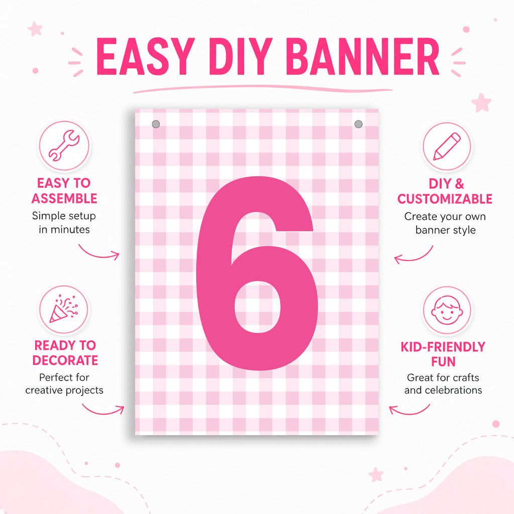 Make Your Own Banner Pink Number 6 size 7 x 5.16inch 1pc IB