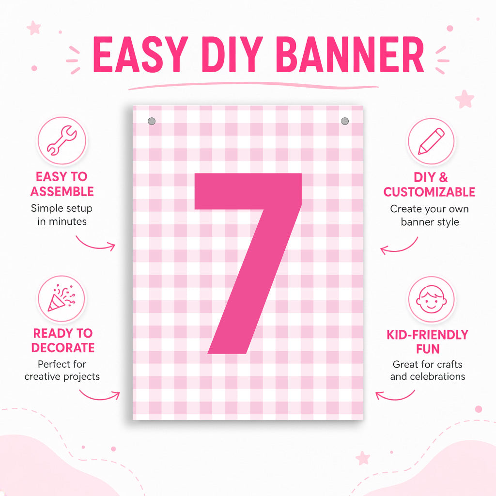 Make Your Own Banner Pink Number 7 size 7 x 5.16inch 1pc IB