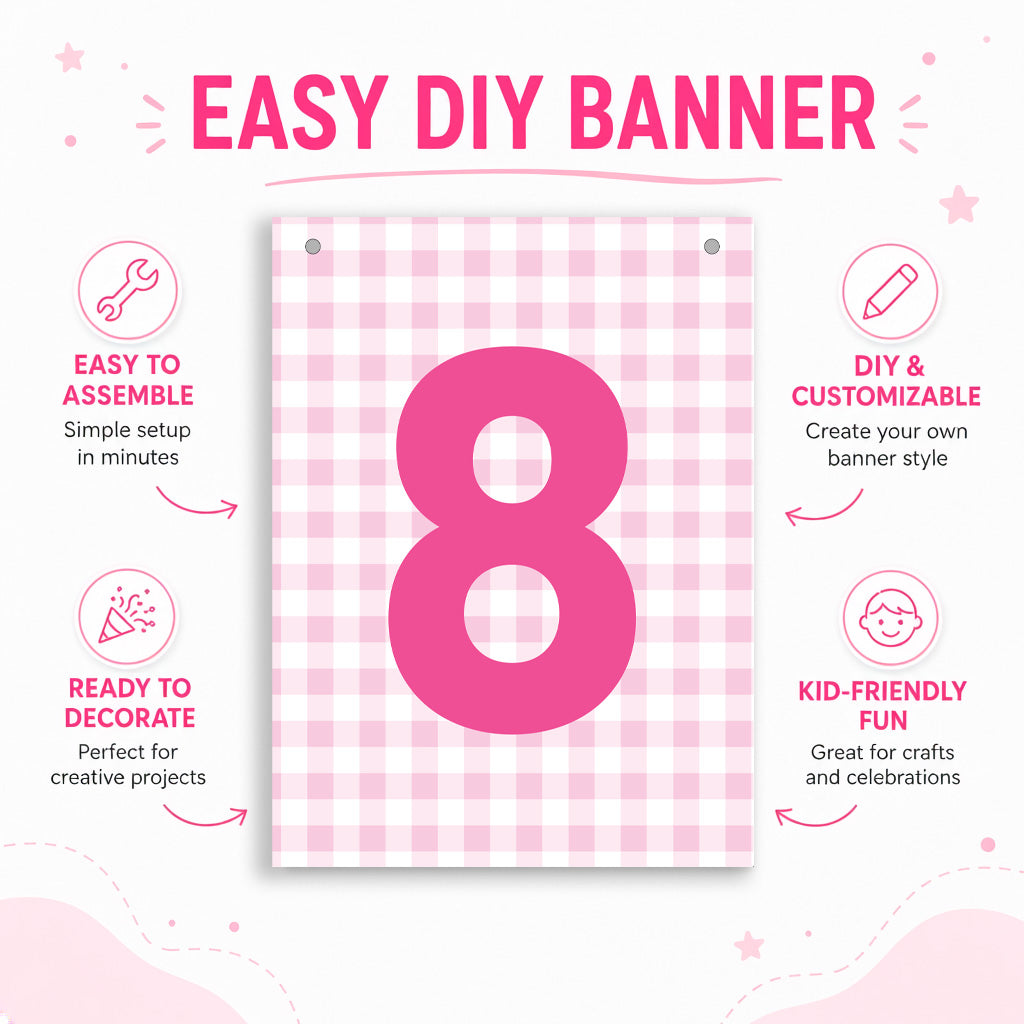 Make Your Own Banner Pink Number 8 size 7 x 5.16inch 1pc IB