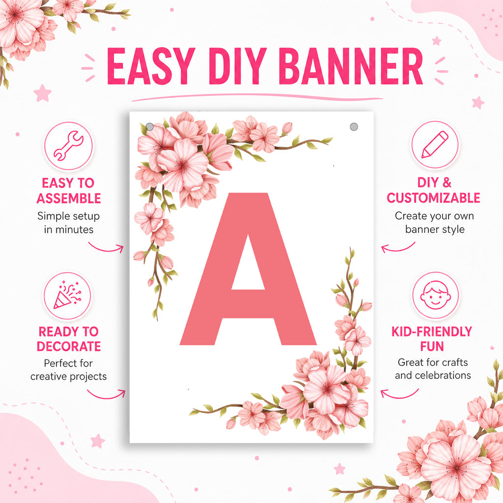 Make Your Own Banner Floral Alphabet A size 7 x 5.16inch 1pc IB