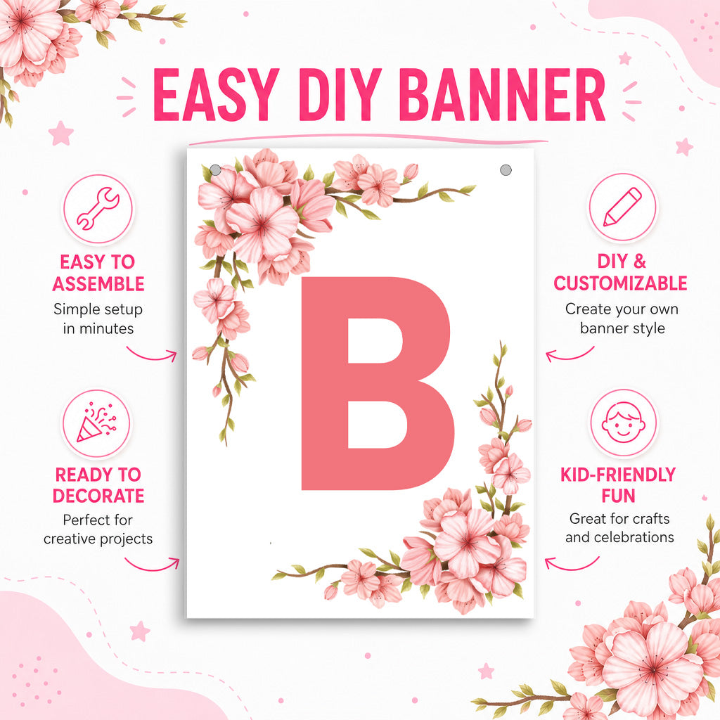 Make Your Own Banner Floral Alphabet B 7 x 5.16inch 1pc IB