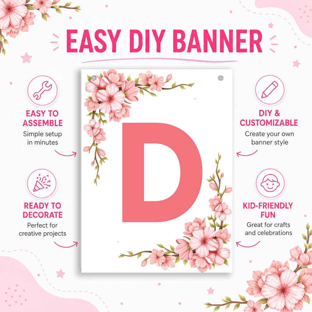 Make Your Own Banner Floral Alphabet D 7 x 5.16inch 1pc IB