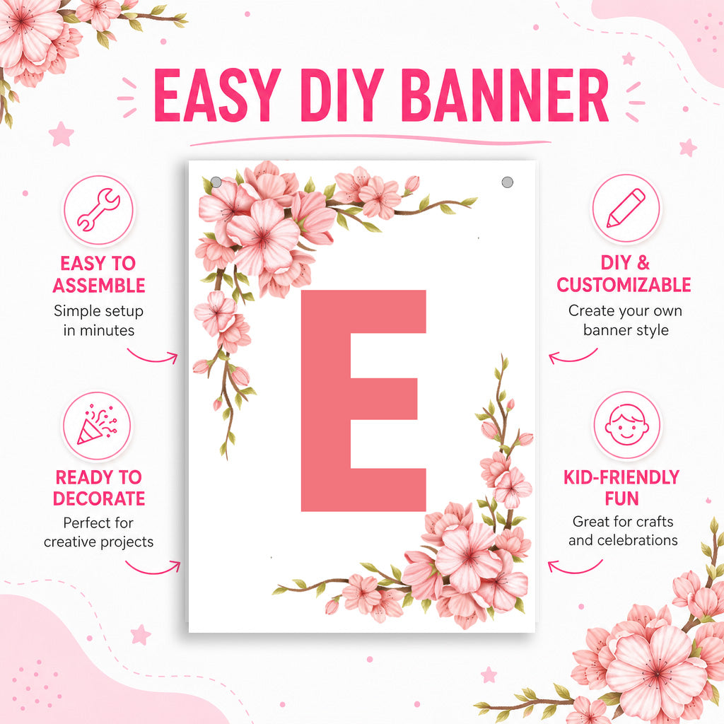 Make Your Own Banner Floral Alphabet E 7 x 5.16inch 1pc IB