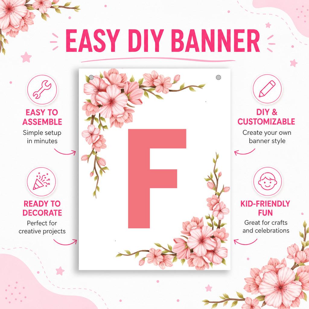 Make Your Own Banner Floral Alphabet F 7 x 5.16inch 1pc IB