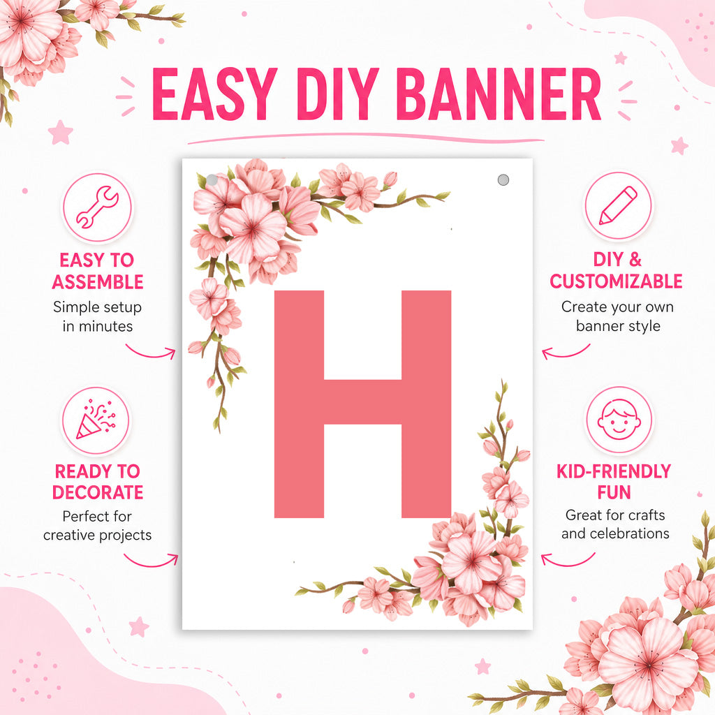 Make Your Own Banner Floral Alphabet H size 7 x 5.16inch 1pc IB