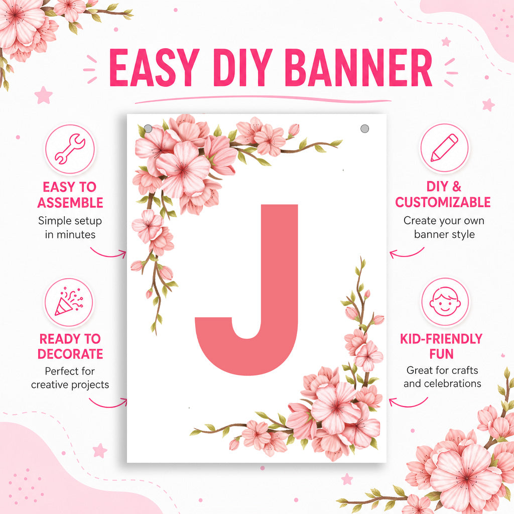 Make Your Own Banner Floral Alphabet J 7 x 5.16inch 1pc IB