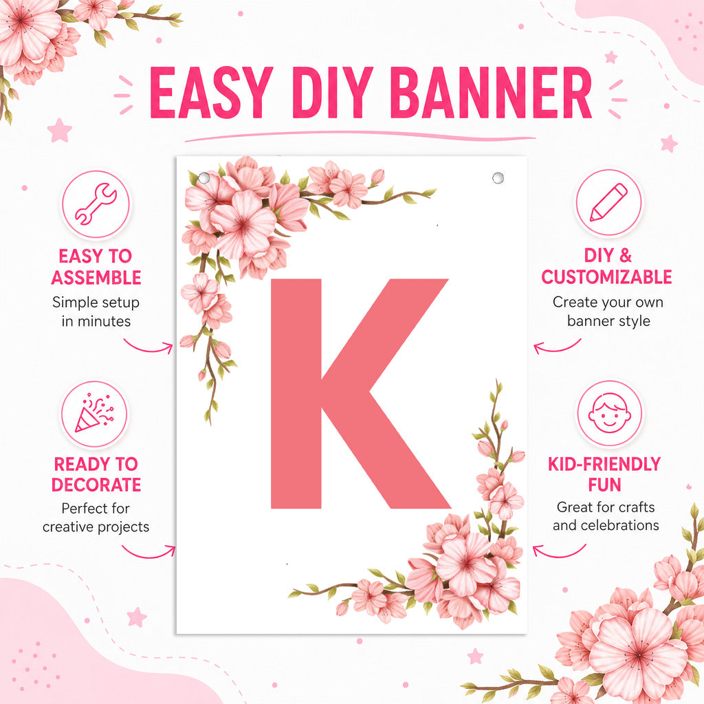 Make Your Own Banner Floral Alphabet K 7 x 5.16inch 1pc IB