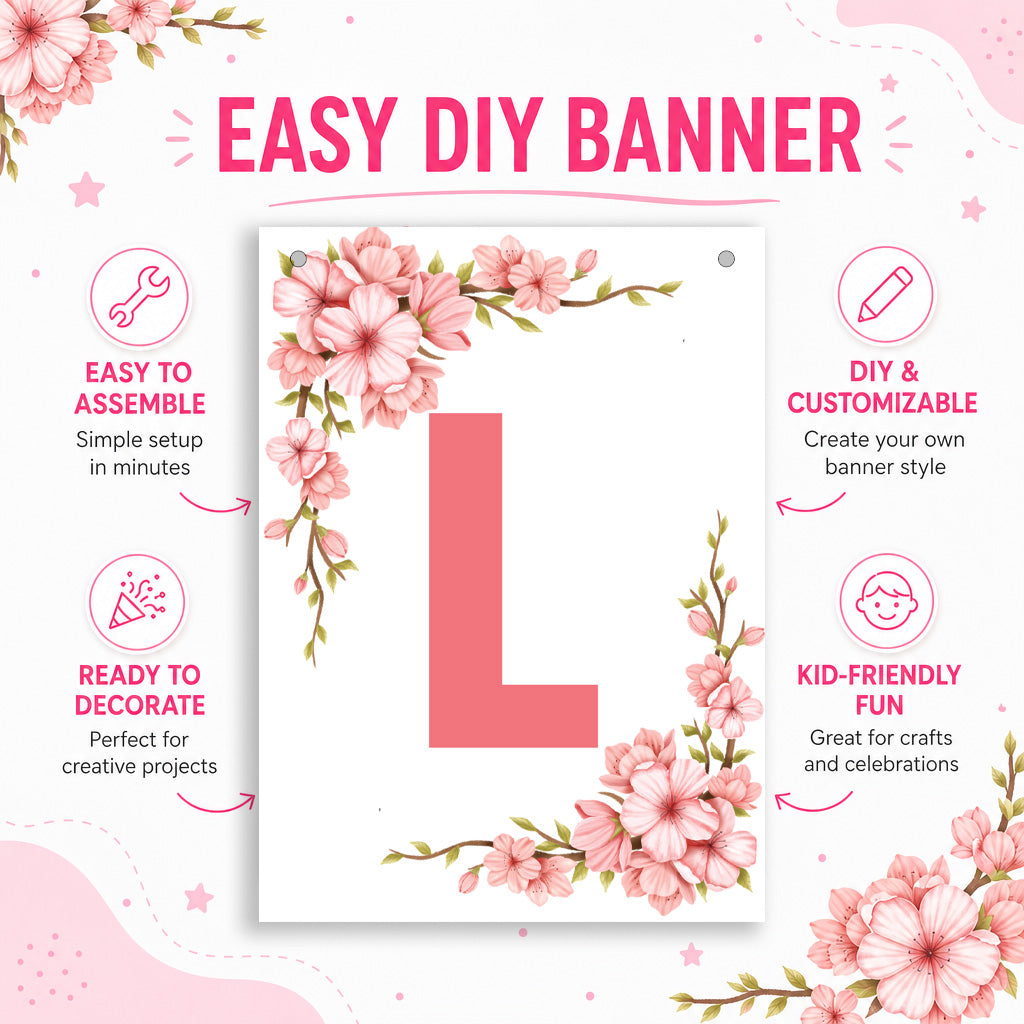 Make Your Own Banner Floral Alphabet L size 7 x 5.16inch 1pc IB