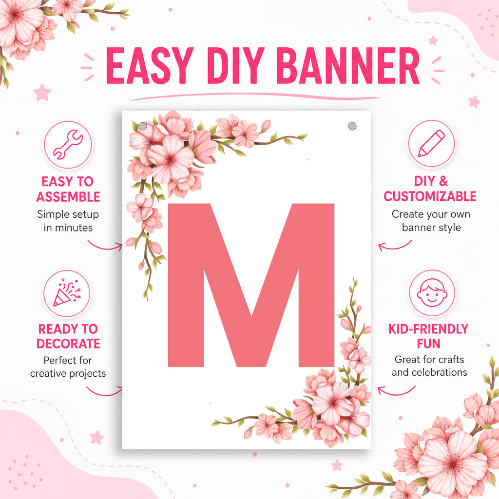 Make Your Own Banner Floral Alphabet M size 7 x 5.16inch 1pc IB