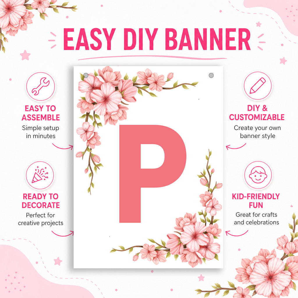 Make Your Own Banner Floral Alphabet P size 7 x 5.16inch 1pc IB