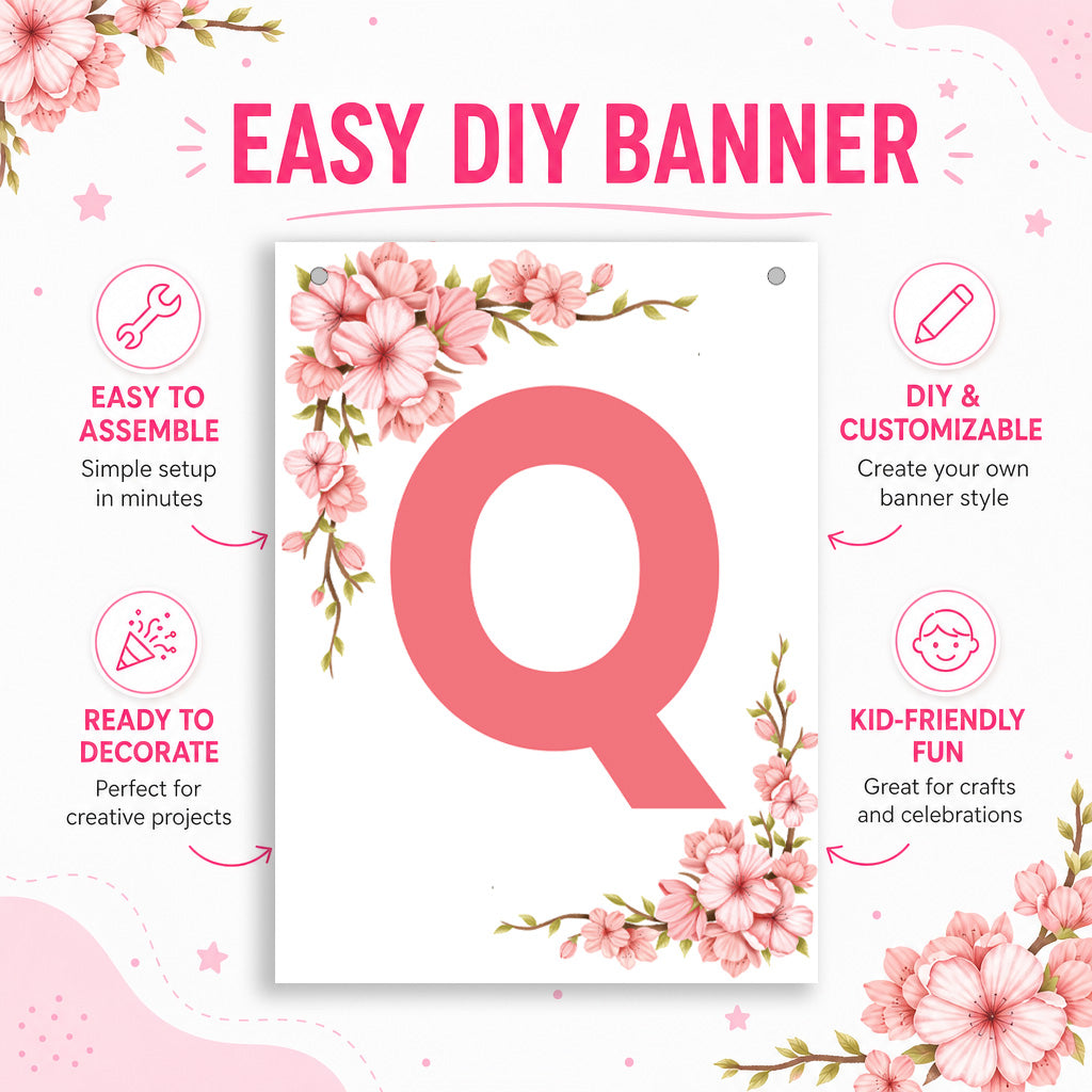 Make Your Own Banner Floral Alphabet Q 7 x 5.16inch 1pc IB