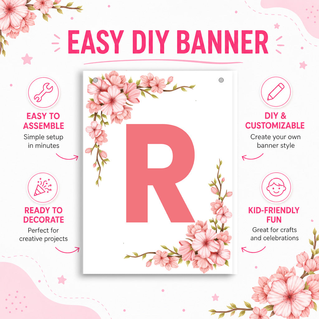 Make Your Own Banner Floral Alphabet R 7 x 5.16inch 1pc IB