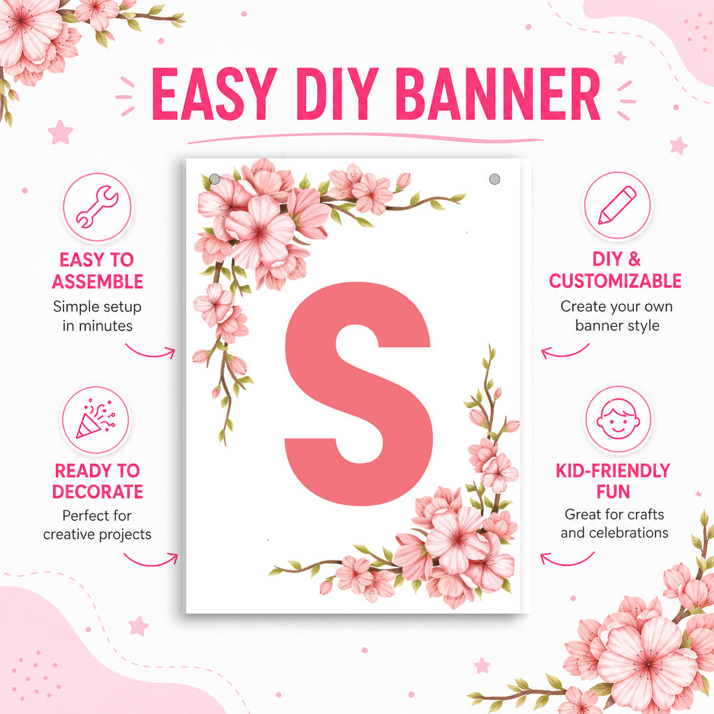 Make Your Own Banner Floral Alphabet S size 7 x 5.16inch 1pc IB