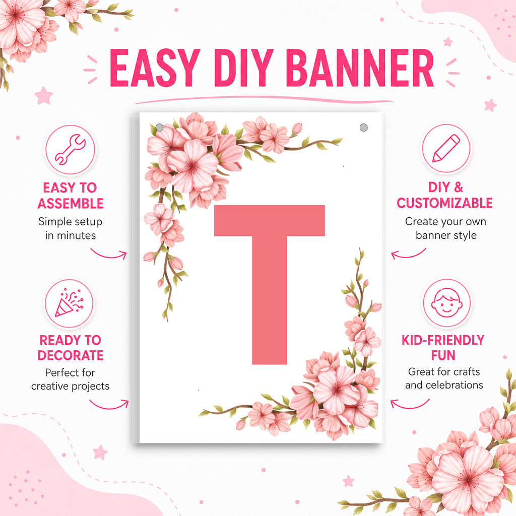 Make Your Own Banner Floral Alphabet T size 7 x 5.16inch 1pc IB