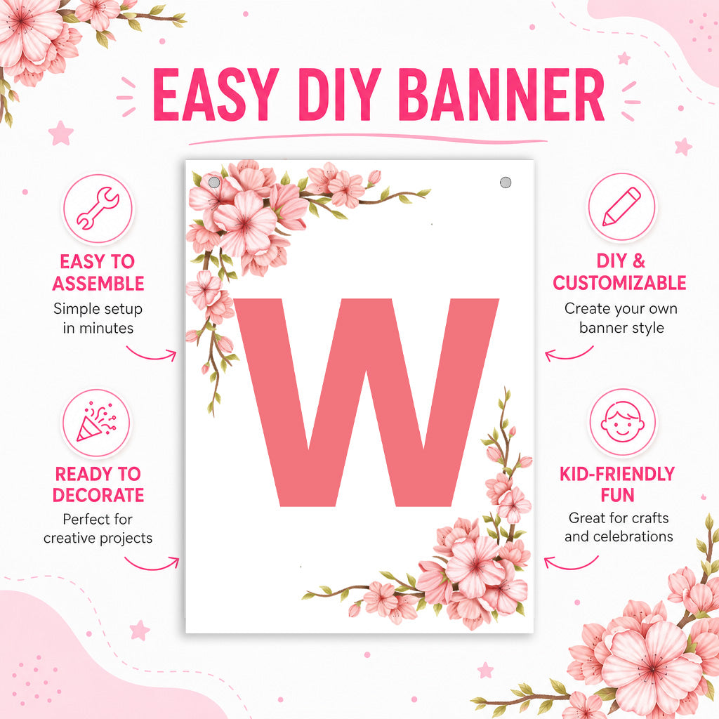 Make Your Own Banner Floral Alphabet W size 7 x 5.16inch 1pc IB