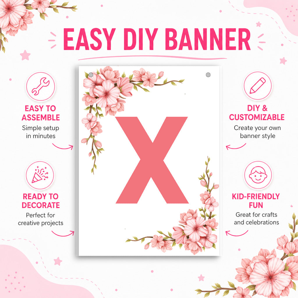 Make Your Own Banner Floral Alphabet X, Size 7 x 5.16inch 1pc IB